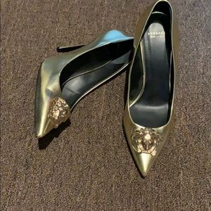 Gold Versace pumps